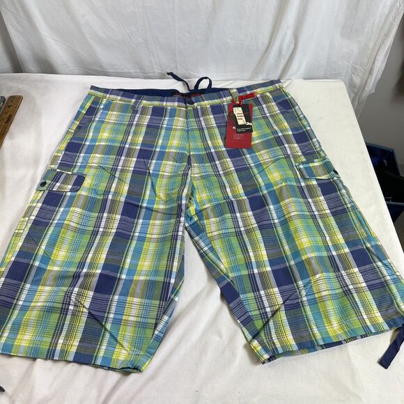 NWT KOMAN Plaid Long Shorts W/ Belt Y2K Bermuda 3XL 42-44 - Picture 1 of 5